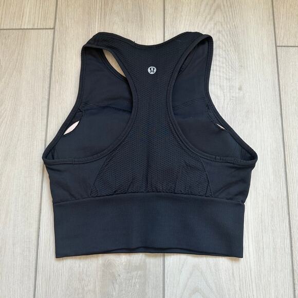 Lululemon Ebb to Train medium support C/D cup racerback bra Black size 4 - Picture 3 of 4